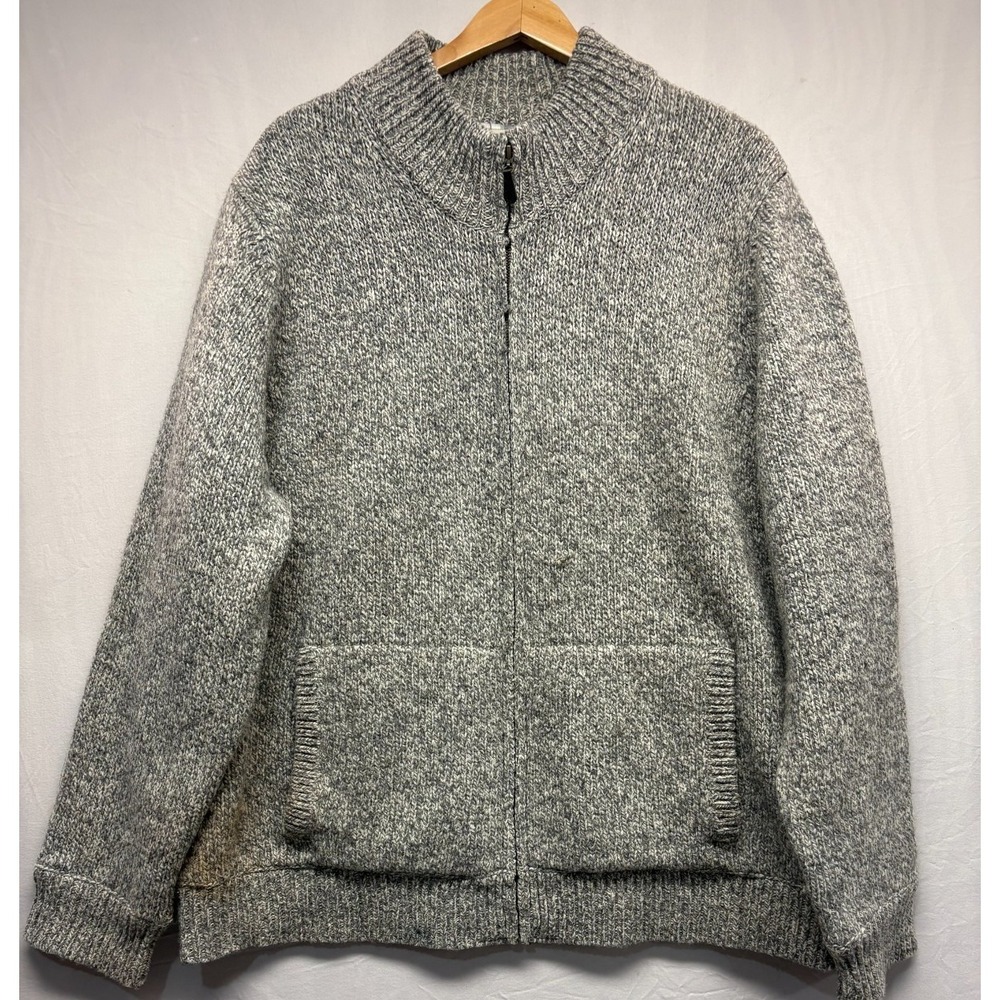 L.L. Bean Full Zip Sweater Mens Gray Lambs Wool Lined Long Sleeve Classic XL-Reg